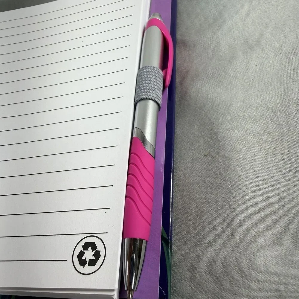 Mothers Inspiration Purple Floral Spiral Notebook Hardcover Pink Pen Included